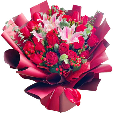 桂林22朵红玫瑰百合，爱的火焰