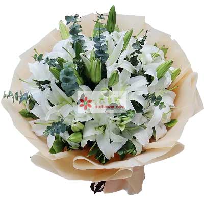 桂林9支白色多头百合，祝福你幸福